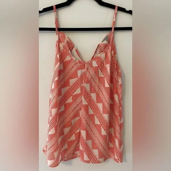 Boho Tank Top, Orange and White Geometric Pattern, Charlotte Russe, Size M - Picture 1 of 5